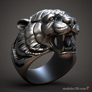 Tiger Head Ring 3D Model